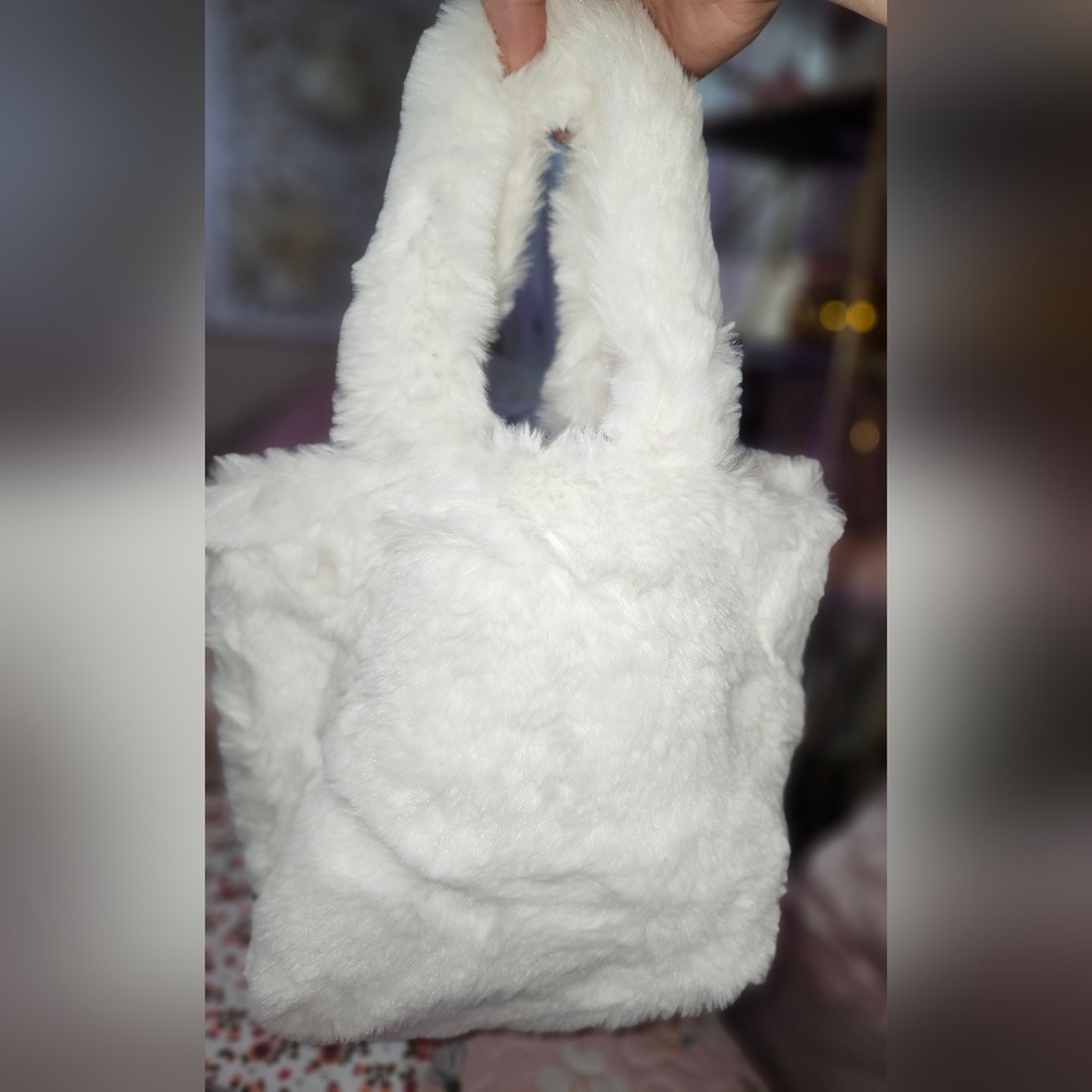 White Faux Fur Tote Bag
